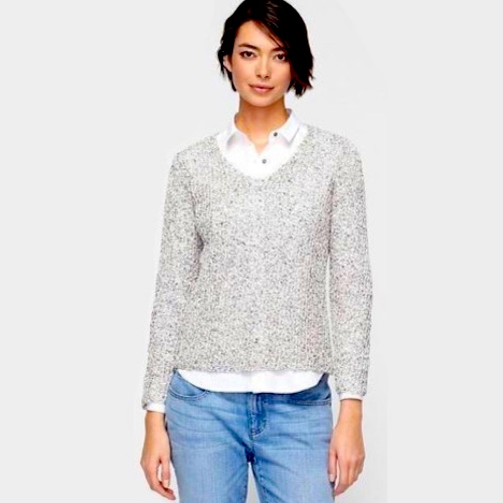 Eileen Fisher Women's V Neck Top Sweater , Grey S